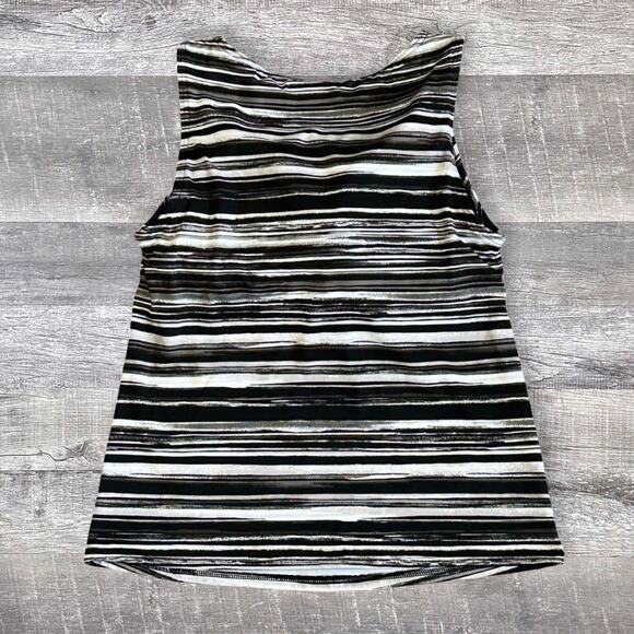 Lands End High Neck Modest Tankini Swim Top Womens 4 Black White Soft Cup Bra - Picture 4 of 8